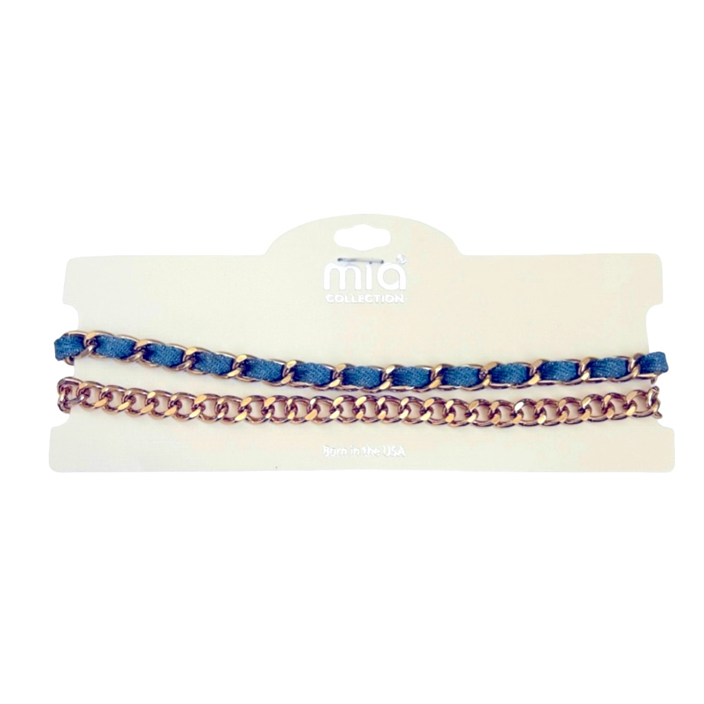 Mia Collection Gold & Denim Choker Set